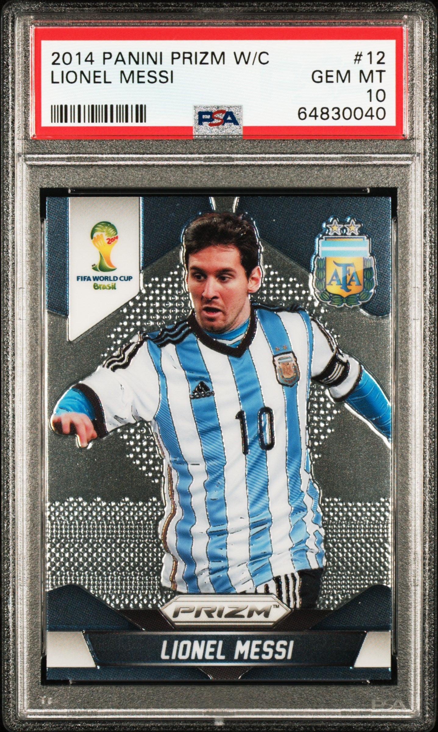 2014 PANINI PRIZM WORLD CUP LIONEL MESSI #12 PSA 10