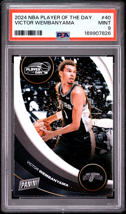 2024 PANINI NBA PLAYER OF THE DAY VICTOR WEMBANYAMA #40 PSA 9