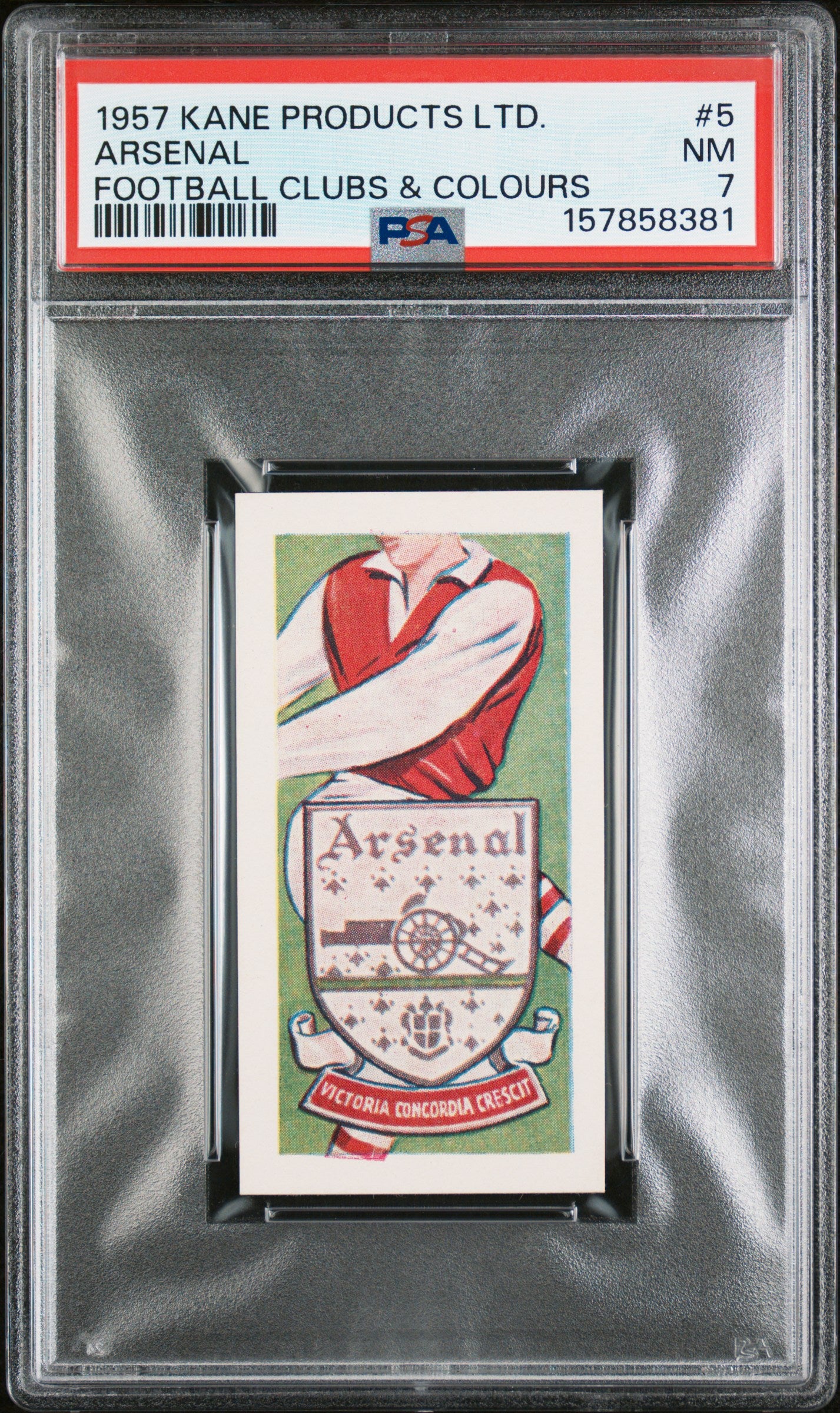 1957 KANE PRODUCTS LTD. FOOTBALL CLUBS & COLOURS ARSENAL #5 FOOTBALL CLUBS & COLOURS PSA 7