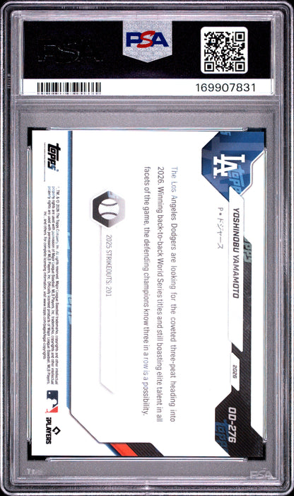 2026 TOPPS NOW ROAD TO OPENING DAY YOSHINOBU YAMAMOTO #OD-276 ROAD/OPEN DAY-JAPAN EDITION PSA 9
