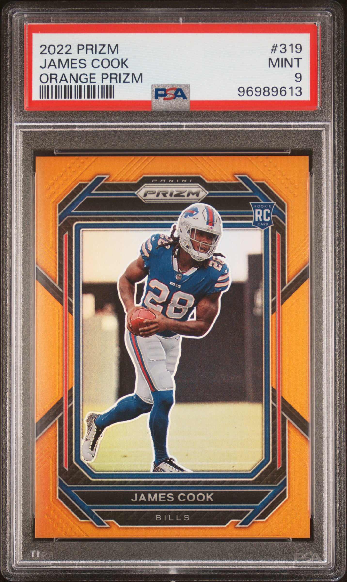 2022 PANINI PRIZM JAMES COOK #319 ORANGE PRIZM PSA 9