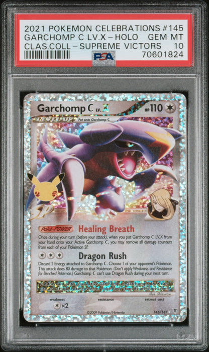 2021 POKEMON CELEBRATIONS CLASSIC COLLECTION GARCHOMP C LV.X-HOLO #145 CLAS.COLL-SUPREME VICTORS PSA 10