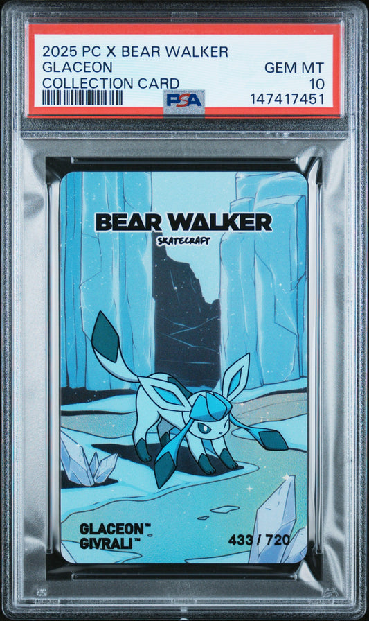 2025 POKEMON CENTER X BEAR WALKER COLLECTION CARDS GLACEON PSA 10