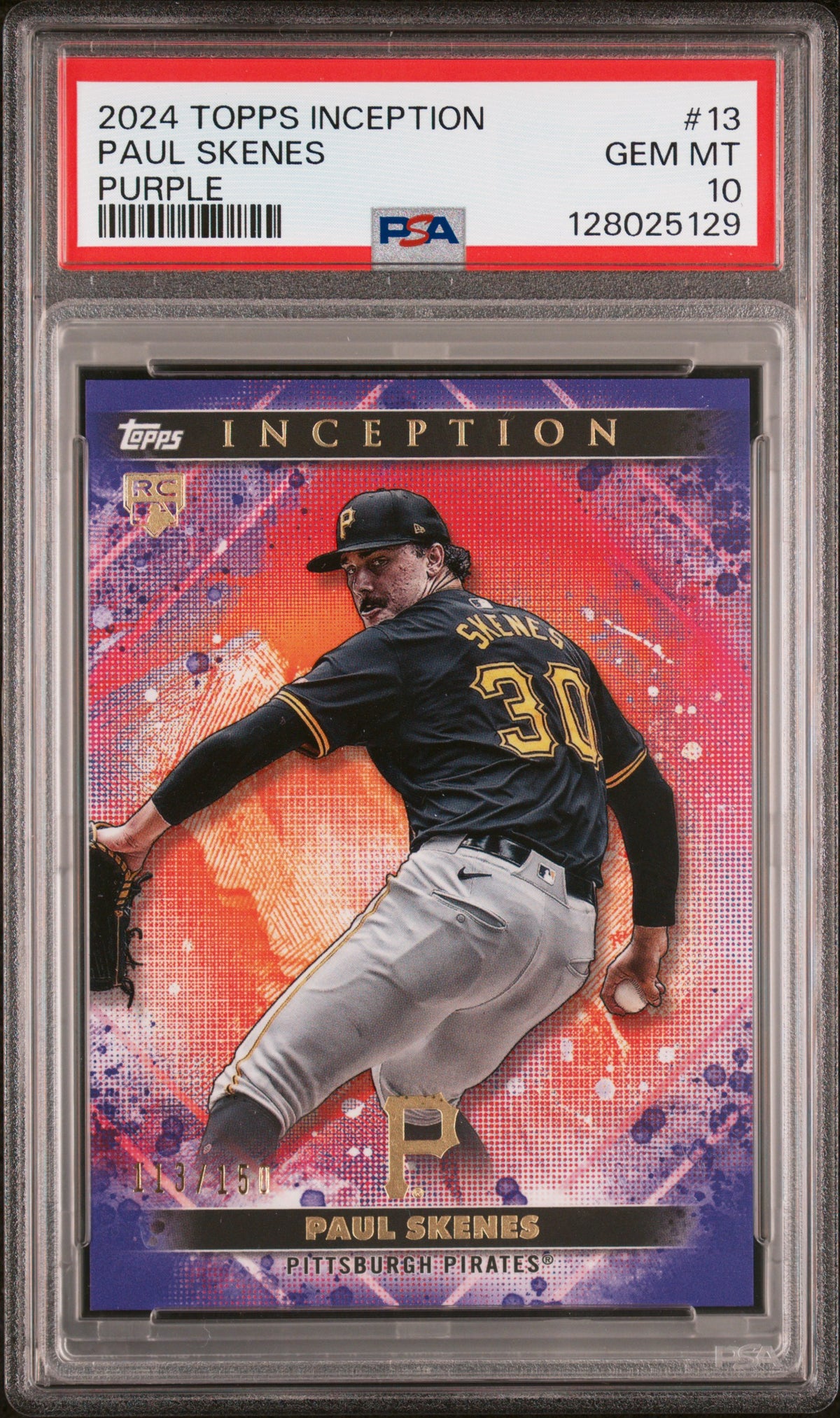 2024 TOPPS INCEPTION PAUL SKENES #13 PURPLE PSA 10