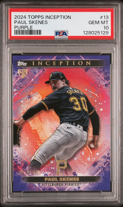 2024 TOPPS INCEPTION PAUL SKENES #13 PURPLE PSA 10