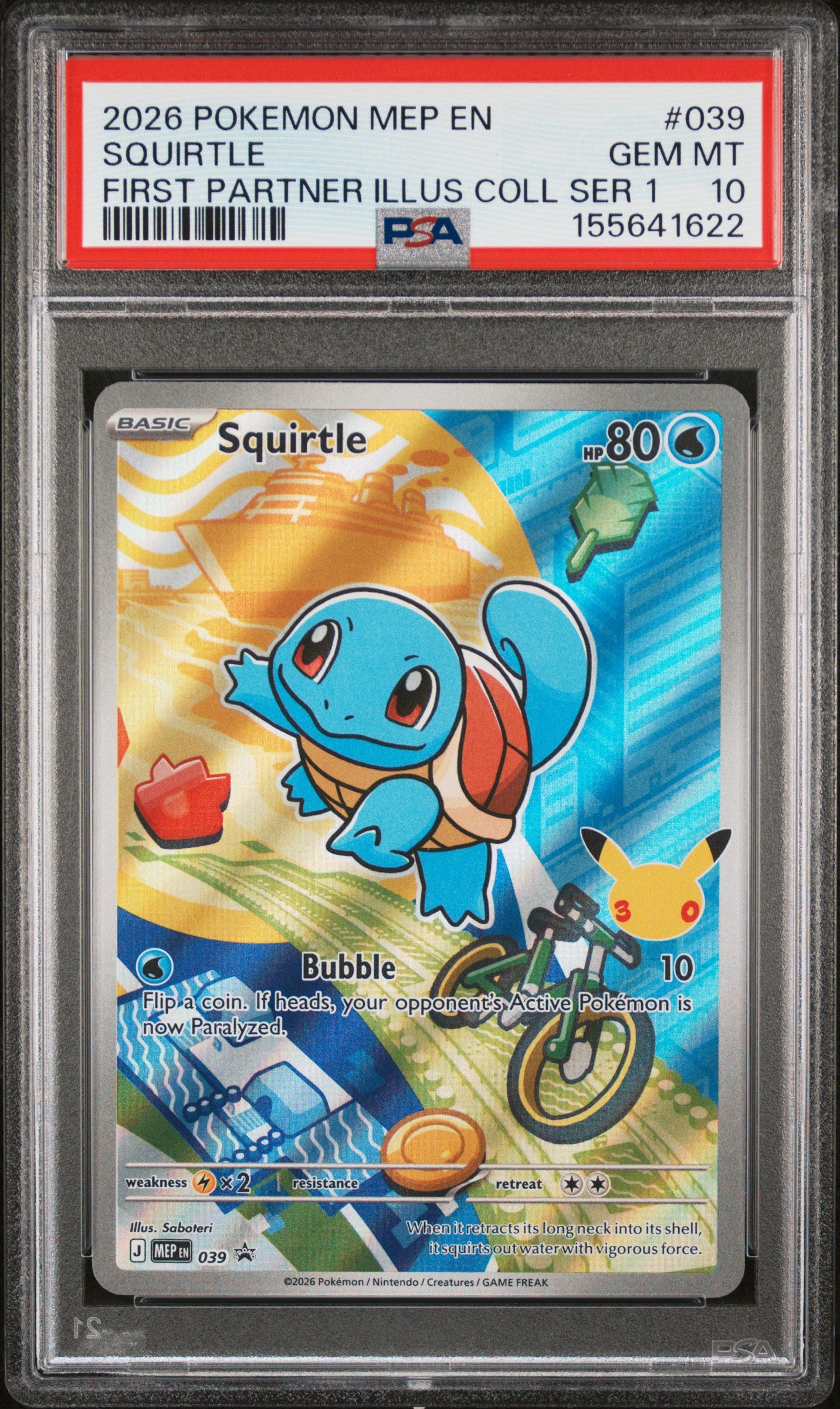 2026 POKEMON MEP EN-ME BLACK STAR PROMO SQUIRTLE #039 FIRST PARTNER ILLUS COLL SER 1 PSA 10