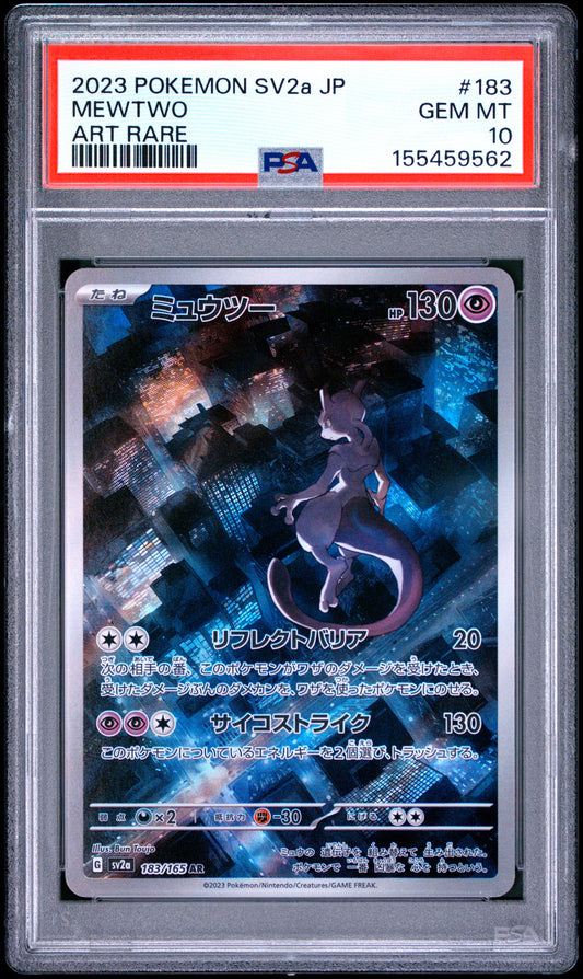 2023 POKEMON JAPANESE SV2a-POKEMON CARD 151 MEWTWO #183 ART RARE PSA 10