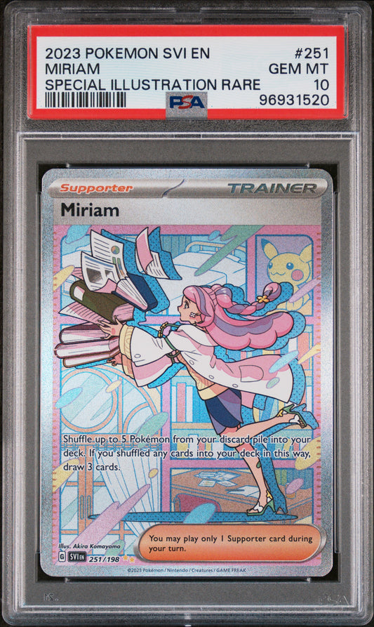2023 POKEMON SVI EN-SCARLET & VIOLET MIRIAM #251 SPECIAL ILLUSTRATION RARE PSA 10