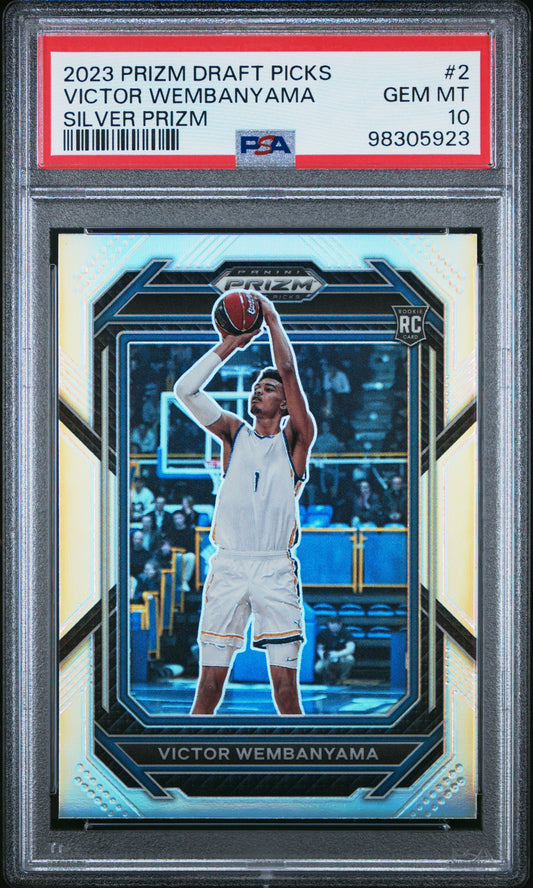 2023 PANINI PRIZM DRAFT PICKS VICTOR WEMBANYAMA #2 SILVER PRIZM PSA 10