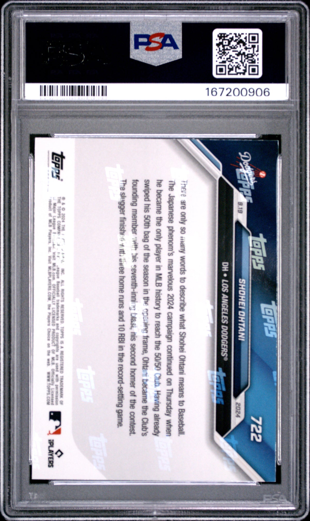 2024 TOPPS NOW SHOHEI OHTANI #722 PSA 10