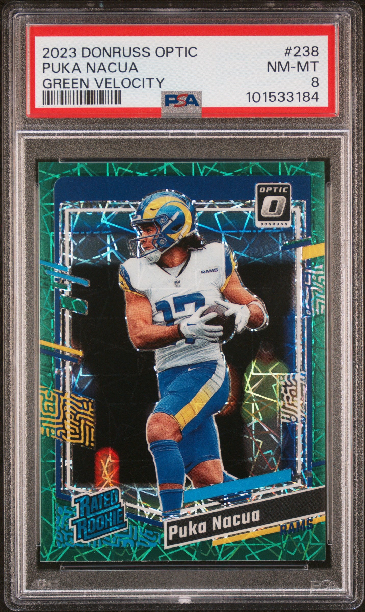 2023 PANINI DONRUSS OPTIC PUKA NACUA #238 GREEN VELOCITY PSA 8