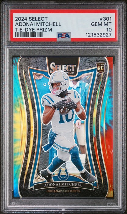 2024 PANINI SELECT ADONAI MITCHELL #301 TIE-DYE PRIZM PSA 10