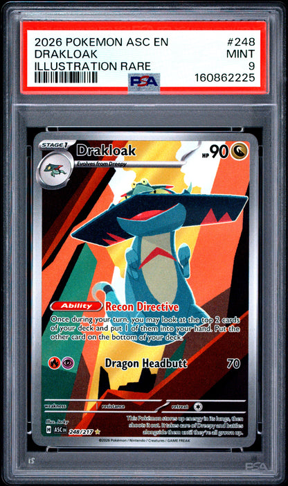 2026 POKEMON ASC EN-ASCENDED HEROES DRAKLOAK #248 ILLUSTRATION RARE PSA 9