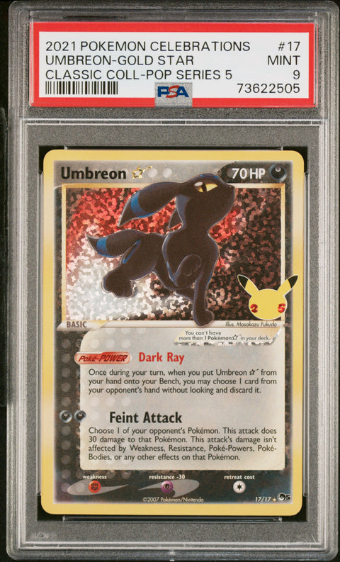 2021 POKEMON CELEBRATIONS CLASSIC COLLECTION UMBREON-GOLD STAR #17 PSA 9 - Image 2
