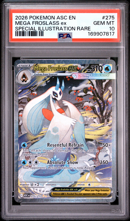 2026 POKEMON ASC EN-ASCENDED HEROES MEGA FROSLASS ex #275 SPECIAL ILLUSTRATION RARE PSA 10