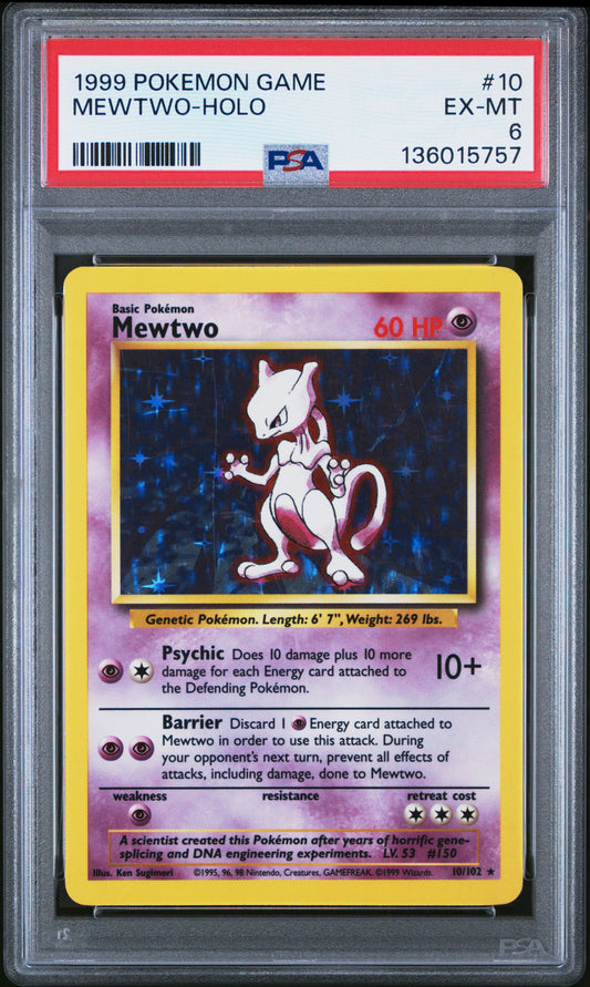1999 POKEMON GAME MEWTWO-HOLO #10 PSA 6