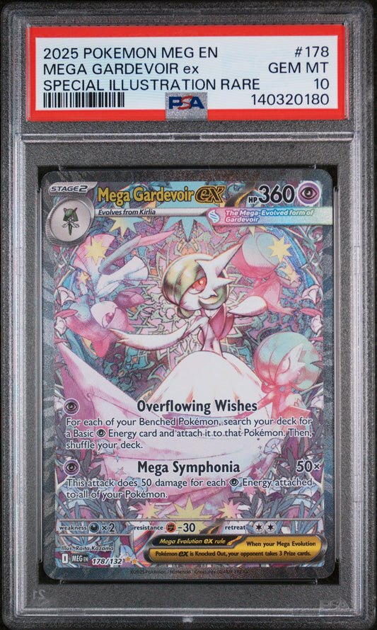 2025 POKEMON MEG EN-MEGA EVOLUTION MEGA GARDEVOIR ex #178 SPECIAL ILLUSTRATION RARE PSA 10