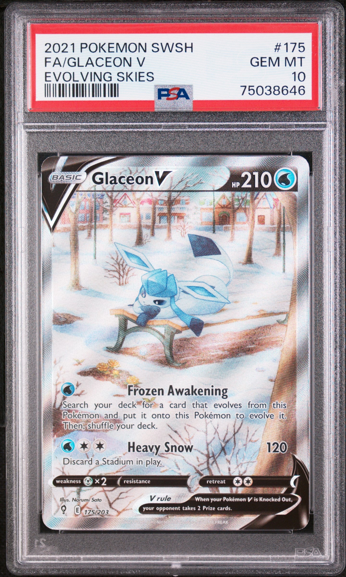 2021 POKEMON SWORD & SHIELD EVOLVING SKIES FA/GLACEON V #175 EVOLVING SKIES PSA 10