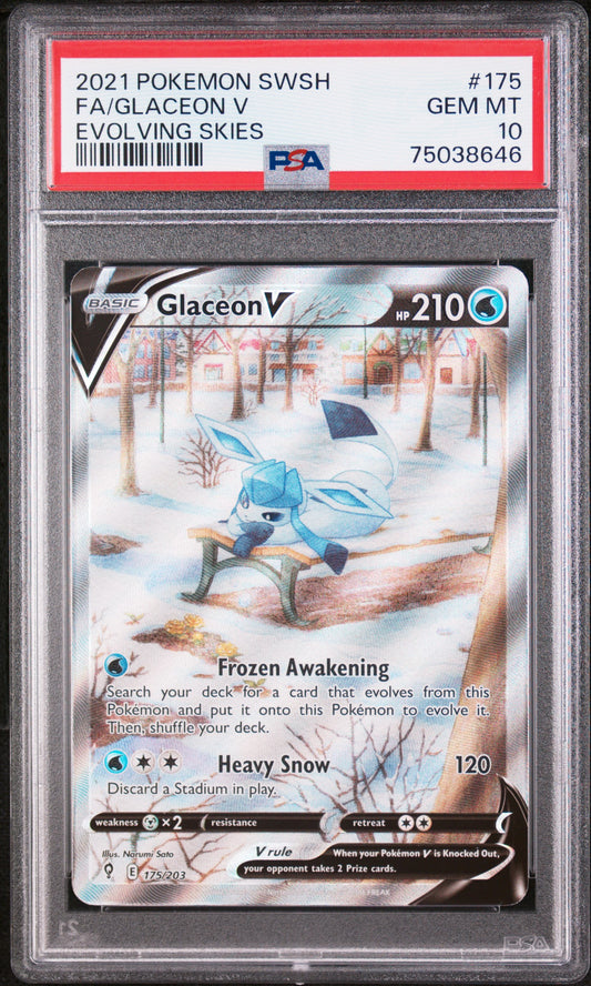 2021 POKEMON SWORD & SHIELD EVOLVING SKIES FA/GLACEON V #175 EVOLVING SKIES PSA 10