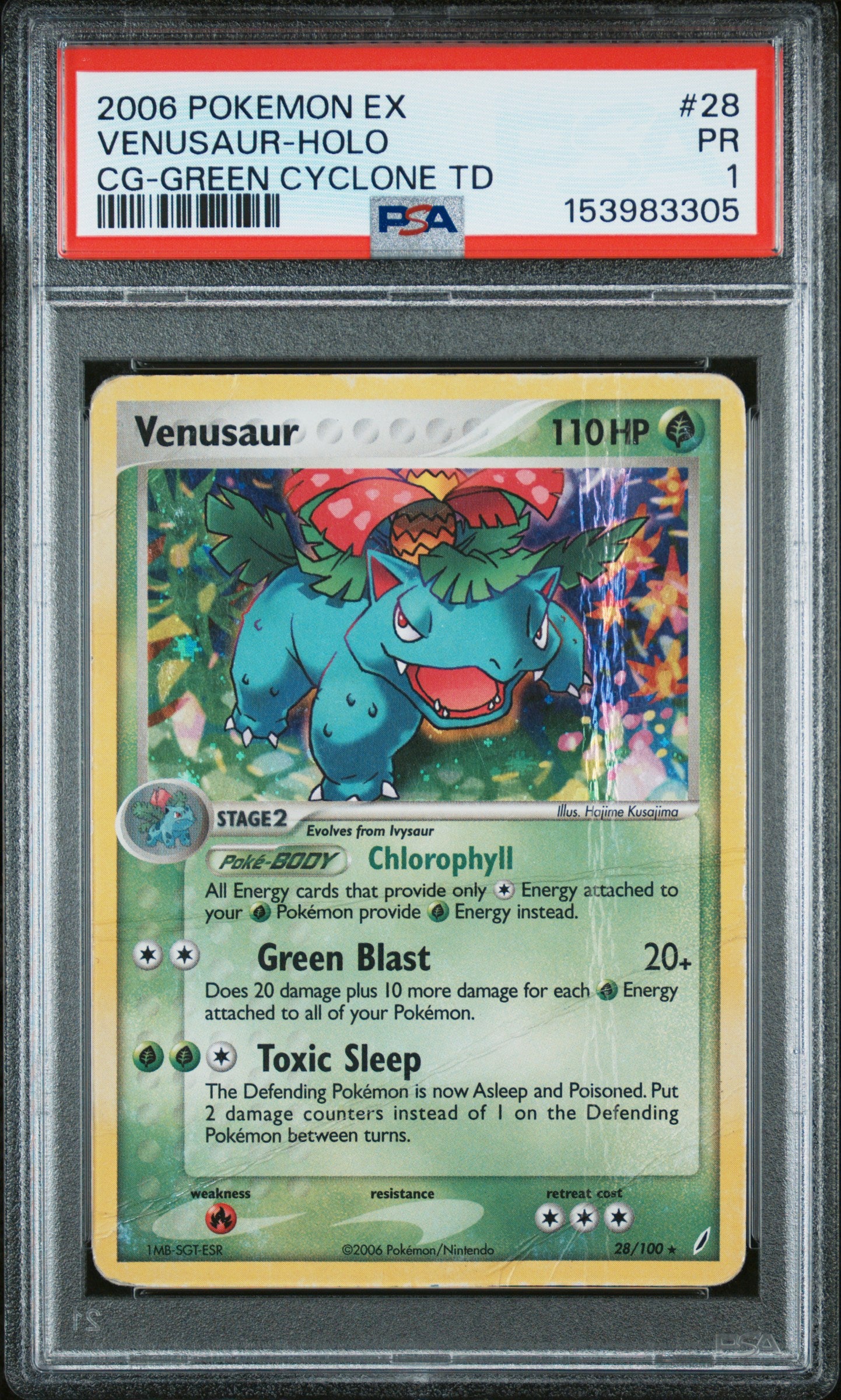 2006 POKEMON EX CRYSTAL GUARDIANS VENUSAUR-HOLO #28 CG-GREEN CYCLONE TD PSA 1