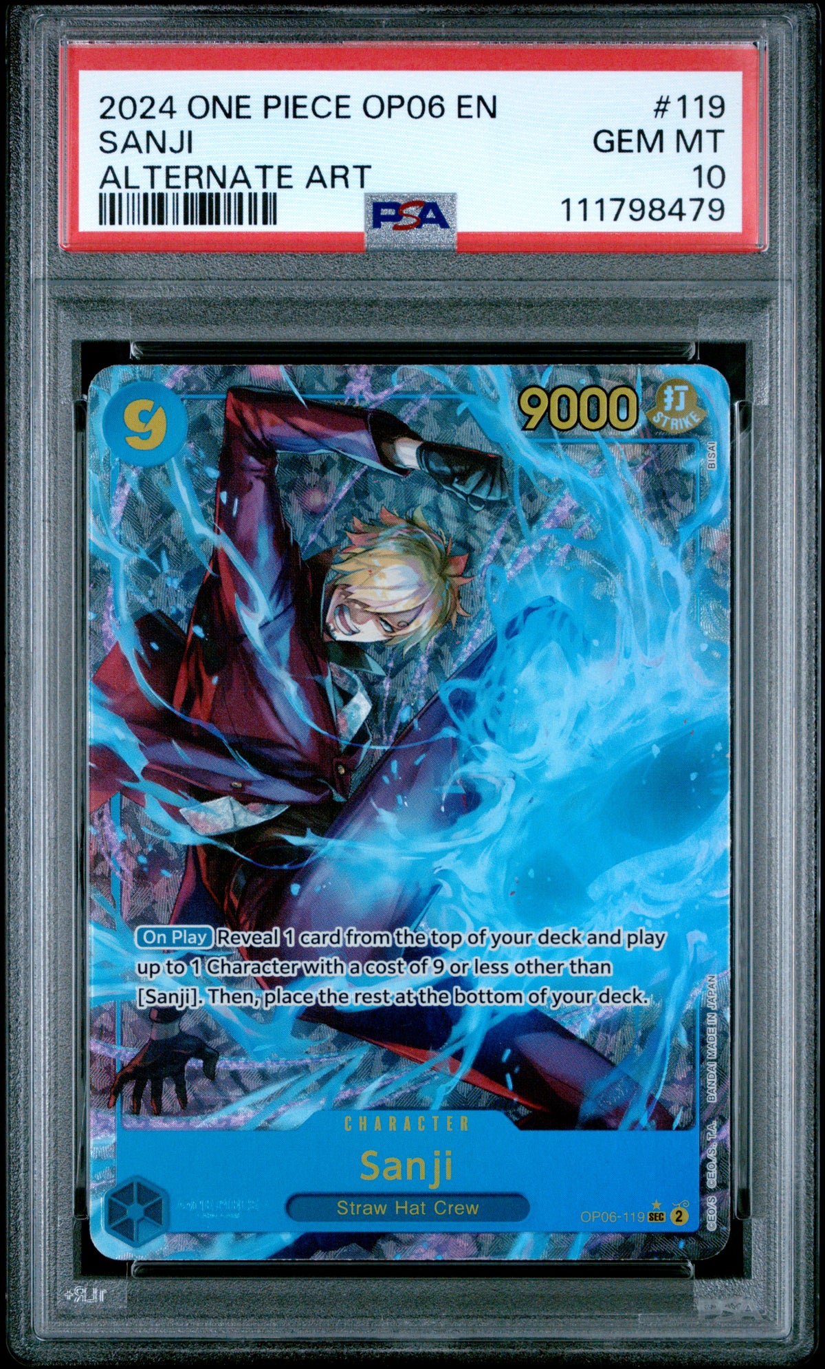 2024 ONE PIECE OP06-WINGS OF THE CAPTAIN SANJI #119 ALTERNATE ART PSA 10