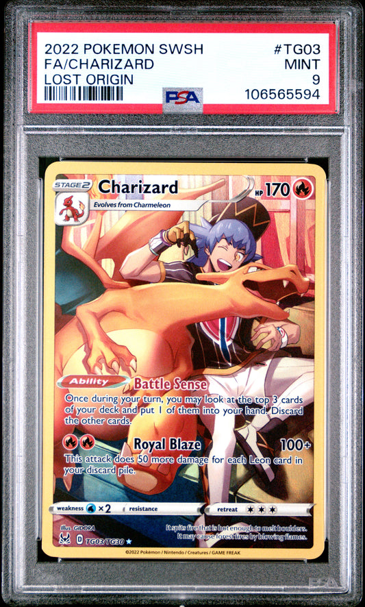 2022 POKEMON SWORD & SHIELD LOST ORIGIN FA/CHARIZARD #TG03 LOST ORIGIN PSA 9