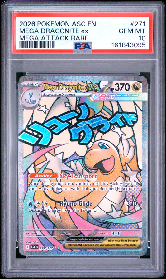 2026 POKEMON ASC EN-ASCENDED HEROES MEGA DRAGONITE ex #271 MEGA ATTACK RARE PSA 10