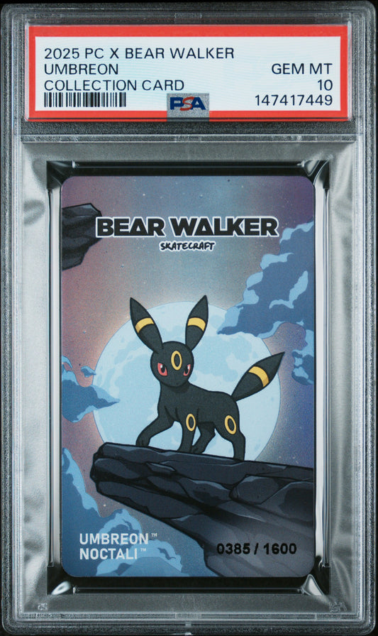 2025 POKEMON CENTER X BEAR WALKER COLLECTION CARDS UMBREON PSA 10