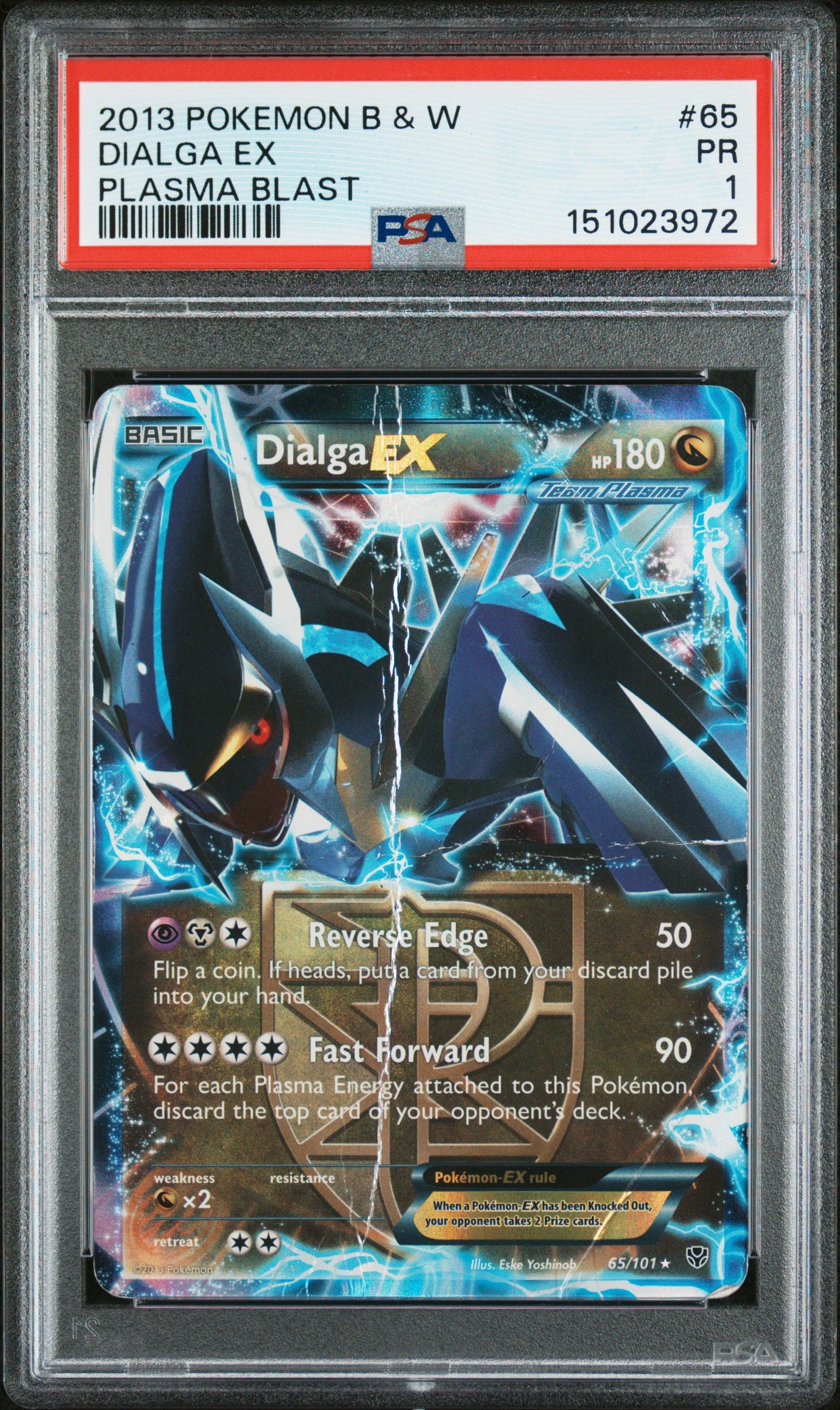 2013 POKEMON BLACK & WHITE PLASMA BLAST DIALGA EX #65 PLASMA BLAST PSA 1