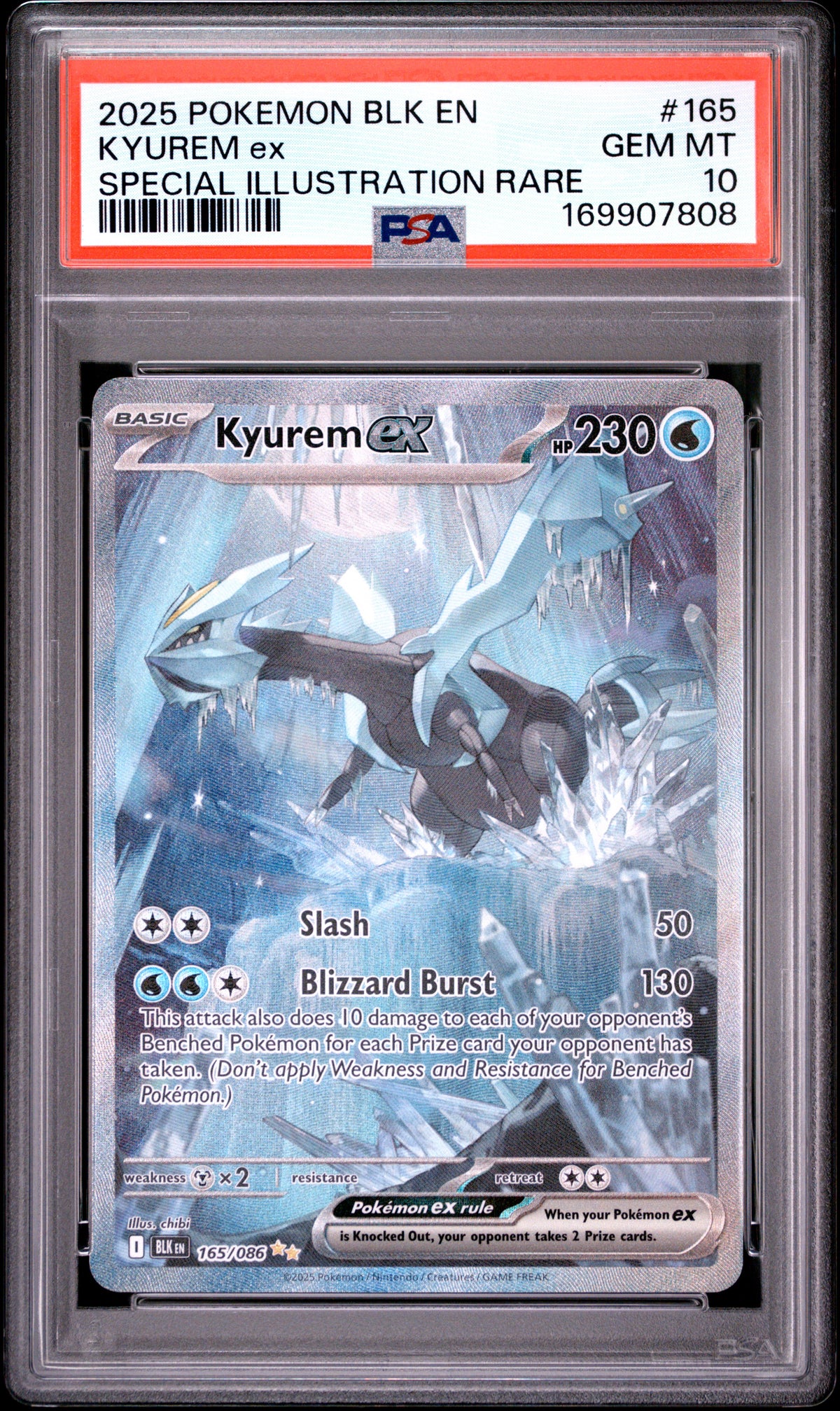 2025 POKEMON BLK EN-BLACK BOLT KYUREM ex #165 SPECIAL ILLUSTRATION RARE PSA 10