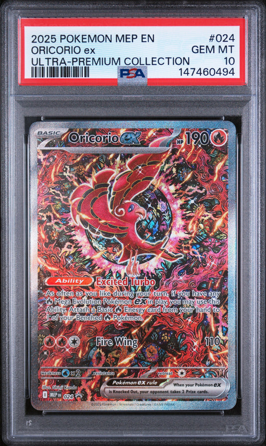 2025 POKEMON MEP EN-ME BLACK STAR PROMO ORICORIO ex #024 ULTRA-PREMIUM COLLECTION PSA 10