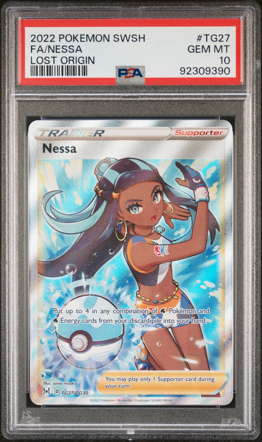 2022 POKEMON SWORD & SHIELD LOST ORIGIN FA/NESSA #TG27 LOST ORIGIN PSA 10
