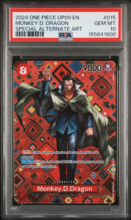 2024 ONE PIECE OP09-EMPERORS IN THE NEW WORLD MONKEY D. DRAGON #015 SPECIAL ALTERNATE ART PSA 10