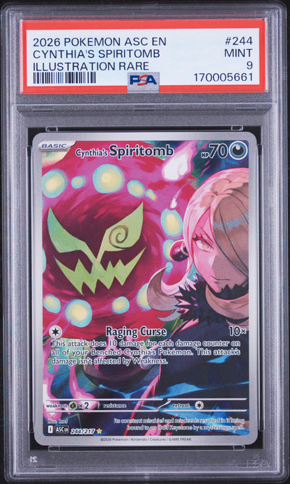 2026 POKEMON ASC EN-ASCENDED HEROES CYNTHIA'S SPIRITOMB #244 ILLUSTRATION RARE PSA 9