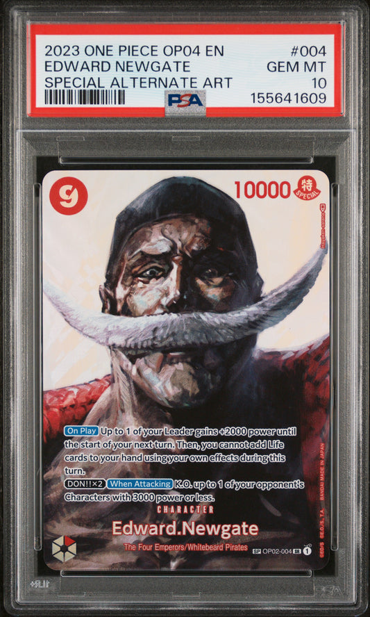 2023 ONE PIECE OP04-KINGDOMS OF INTRIGUE EDWARD NEWGATE #004 SPECIAL ALTERNATE ART PSA 10