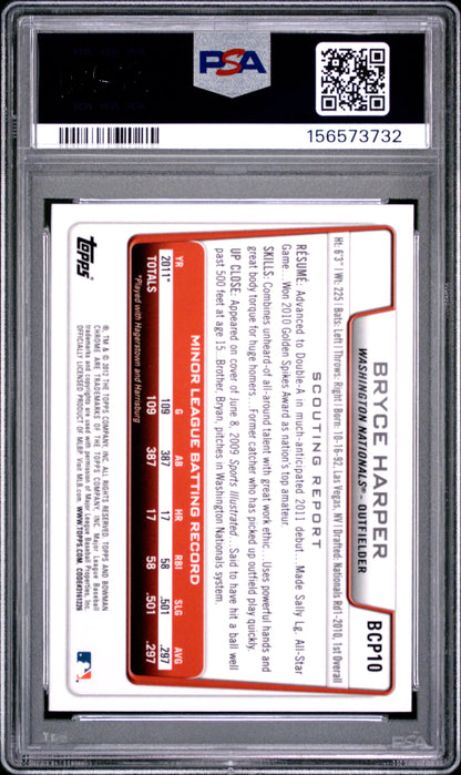 2012 BOWMAN PROSPECTS BRYCE HARPER #BCP10 CHROME PSA 10