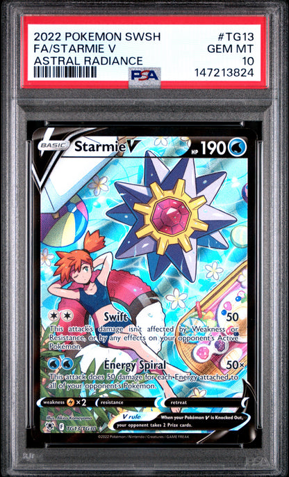 2022 POKEMON SWORD & SHIELD ASTRAL RADIANCE FA/STARMIE V #TG13 ASTRAL RADIANCE PSA 10