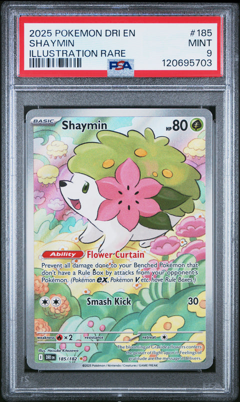 2025 POKEMON DRI EN-DESTINED RIVALS SHAYMIN #185 PSA 9 - Image 2