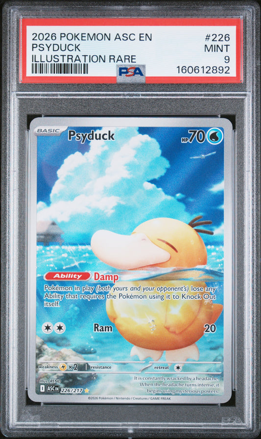 2026 POKEMON ASC EN-ASCENDED HEROES PSYDUCK #226 ILLUSTRATION RARE PSA 9