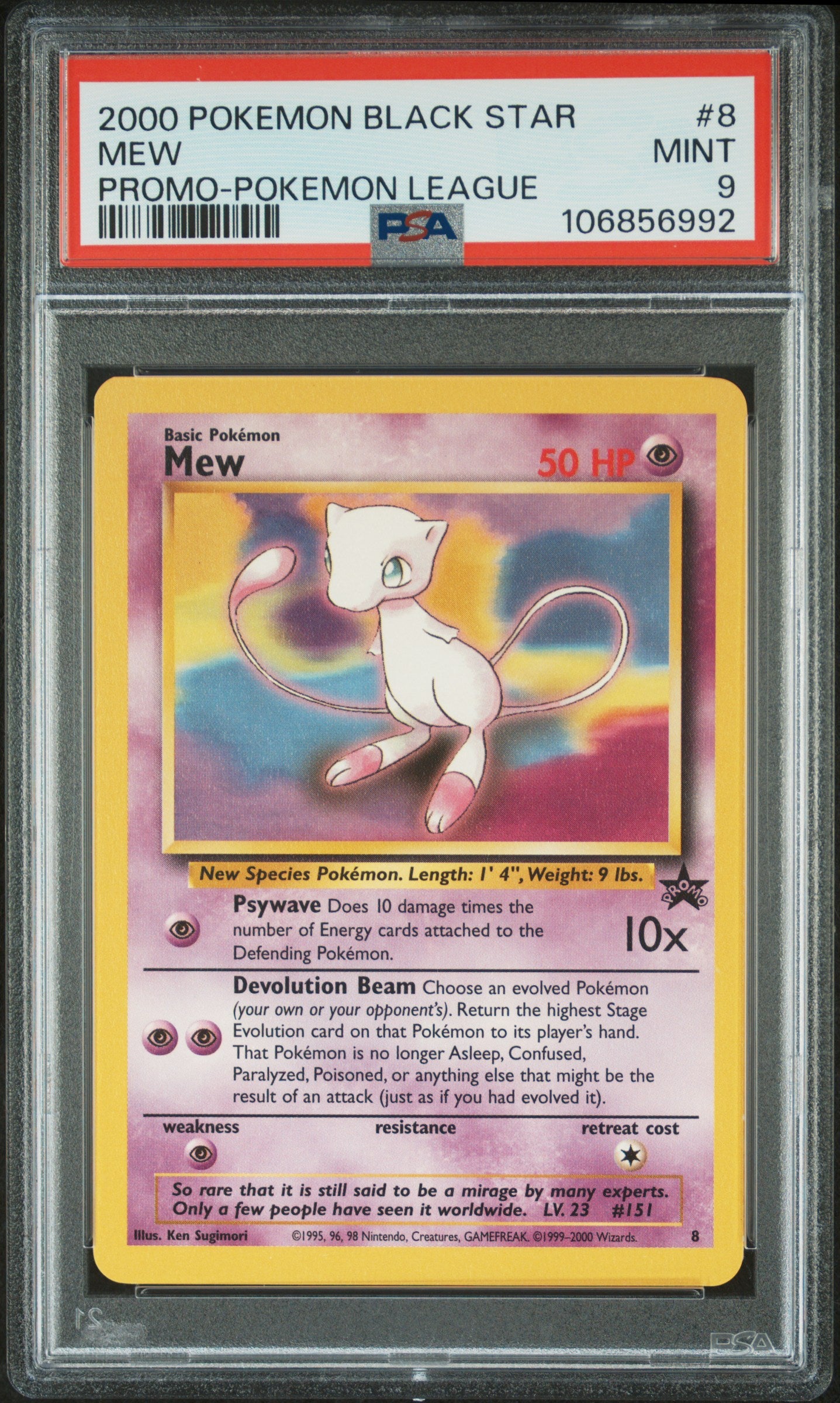 2000 POKEMON PROMO BLACK STAR MEW #8 PROMO-POKEMON LEAGUE PSA 9