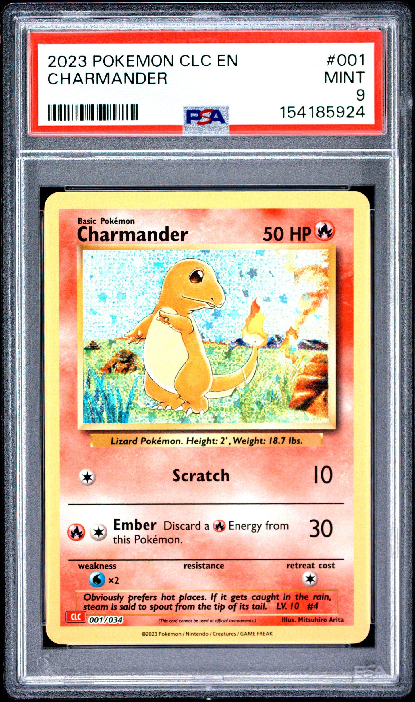 2023 POKEMON CLC-TRADING CARD GAME CLASSIC CHARIZARD & HO-OH ex DECK CHARMANDER #001 PSA 9