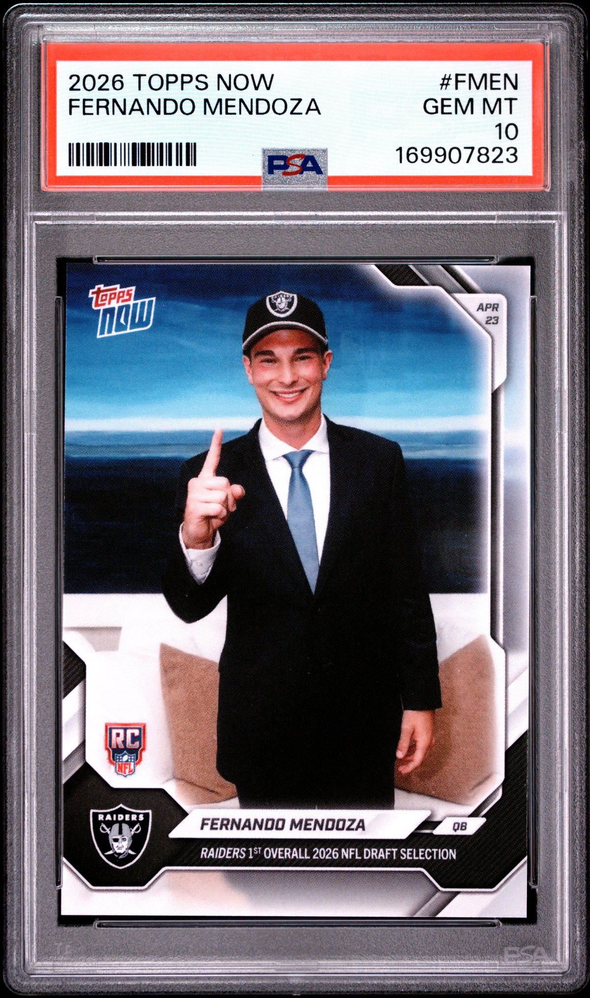 2026 TOPPS NOW FERNANDO MENDOZA #FMEN PSA 10