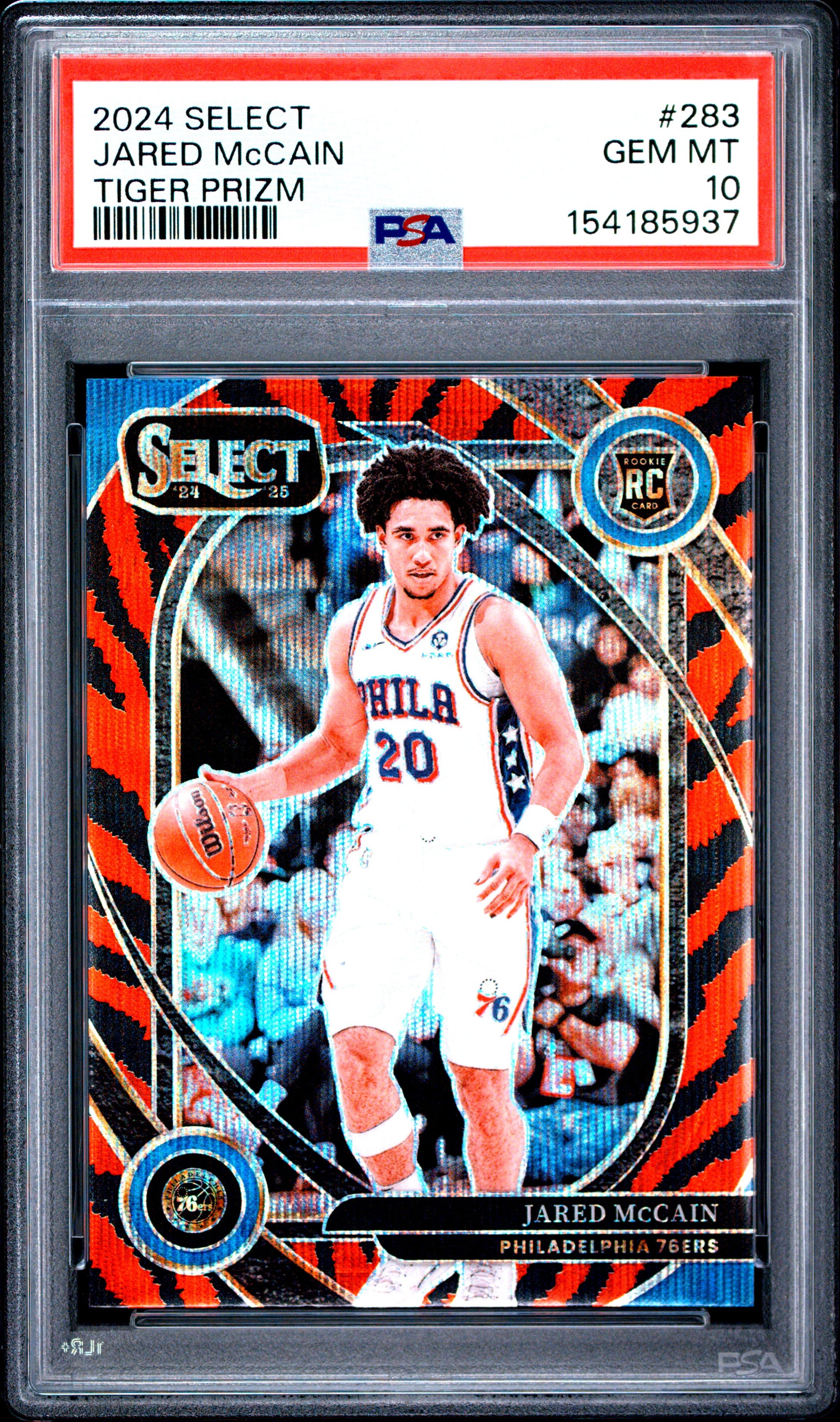 2024 PANINI SELECT JARED McCAIN #283 TIGER PRIZM PSA 10