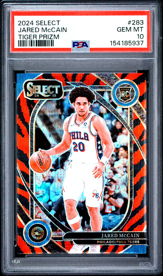 2024 PANINI SELECT JARED McCAIN #283 TIGER PRIZM PSA 10
