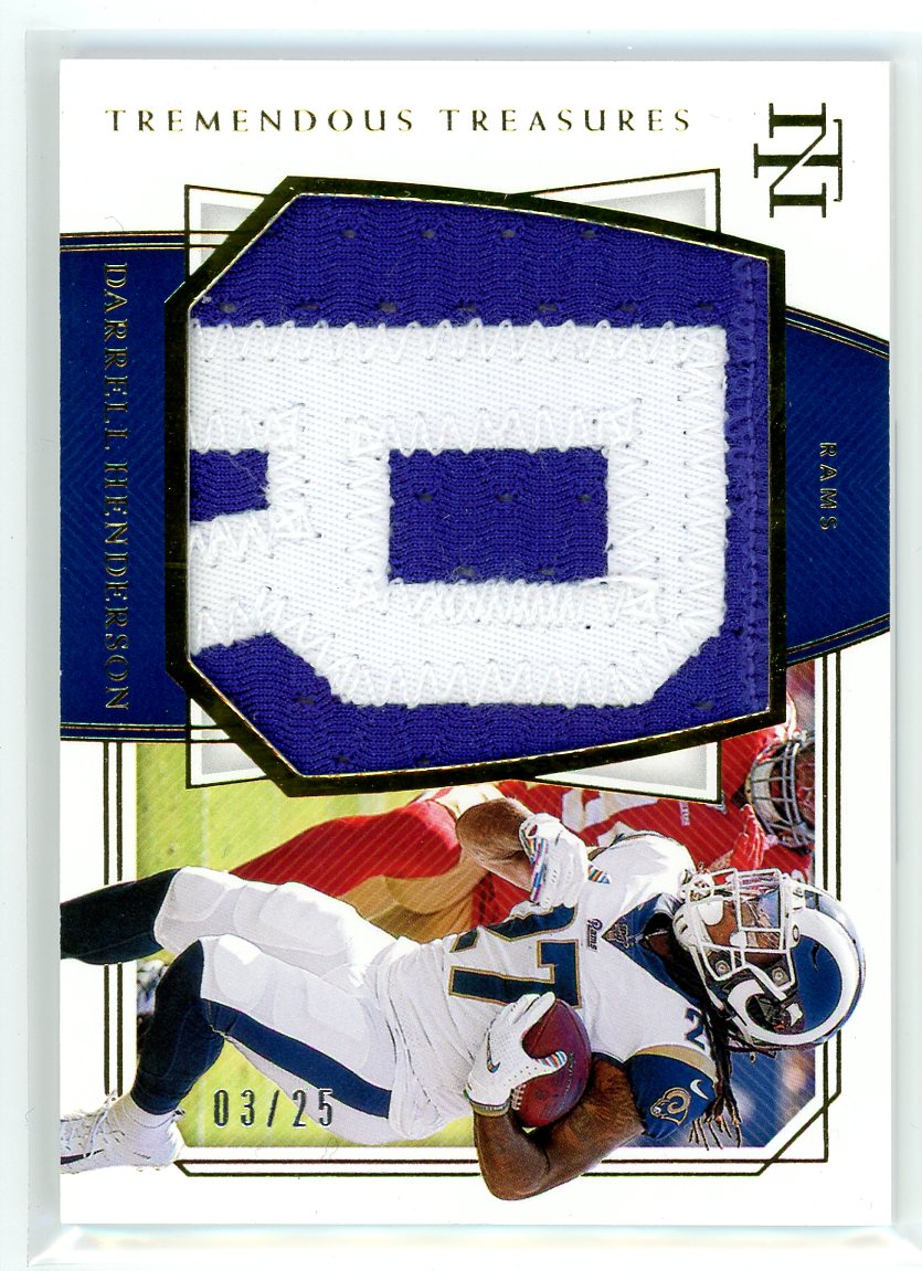2019 Panini National Treasures #TT-23 Darrell Henderson Tremendous Treasures /25