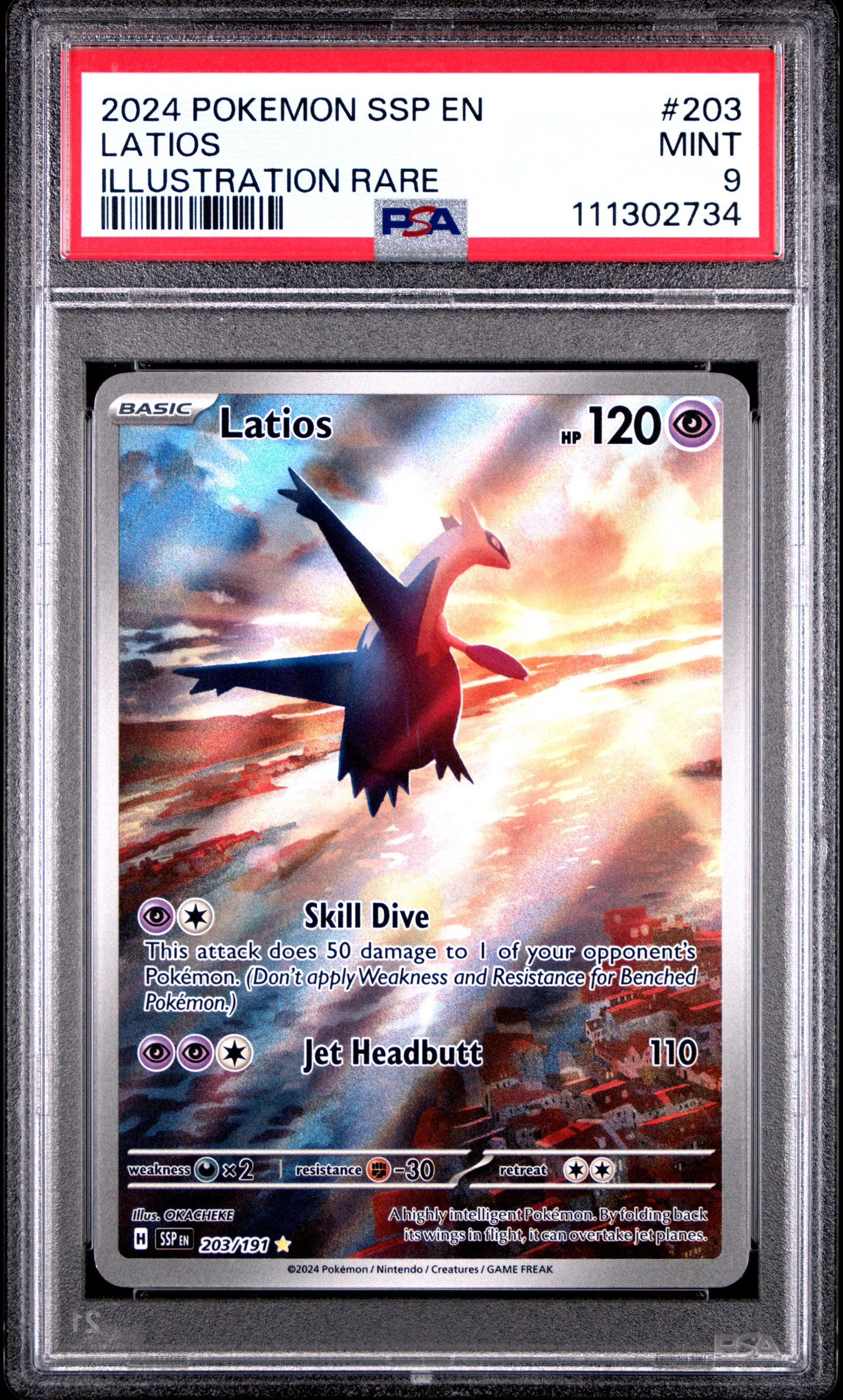2024 POKEMON SSP EN-SURGING SPARKS LATIOS #203 PSA 9 - Image 1