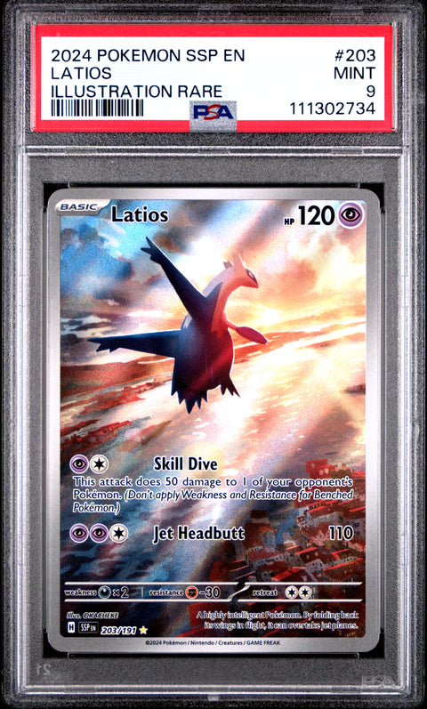 2024 POKEMON SSP EN-SURGING SPARKS LATIOS #203 PSA 9 - Image 1