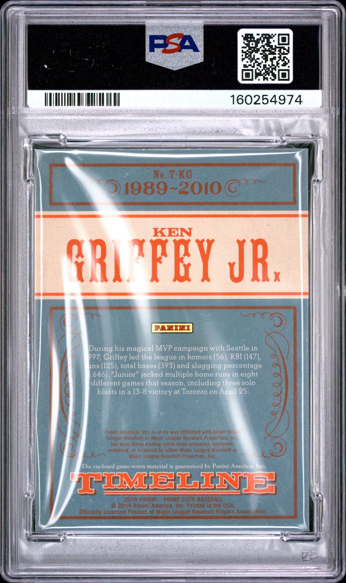 2016 PANINI PRIME CUTS TIMELINE RELICS KEN GRIFFEY JR. #T-KG TIMELINE RELICS-BLACK 1/1 PSA 6
