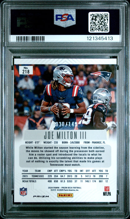 2024 PANINI PRIZM DECA JOE MILTON III #218 BLUE PRIZM PSA 10