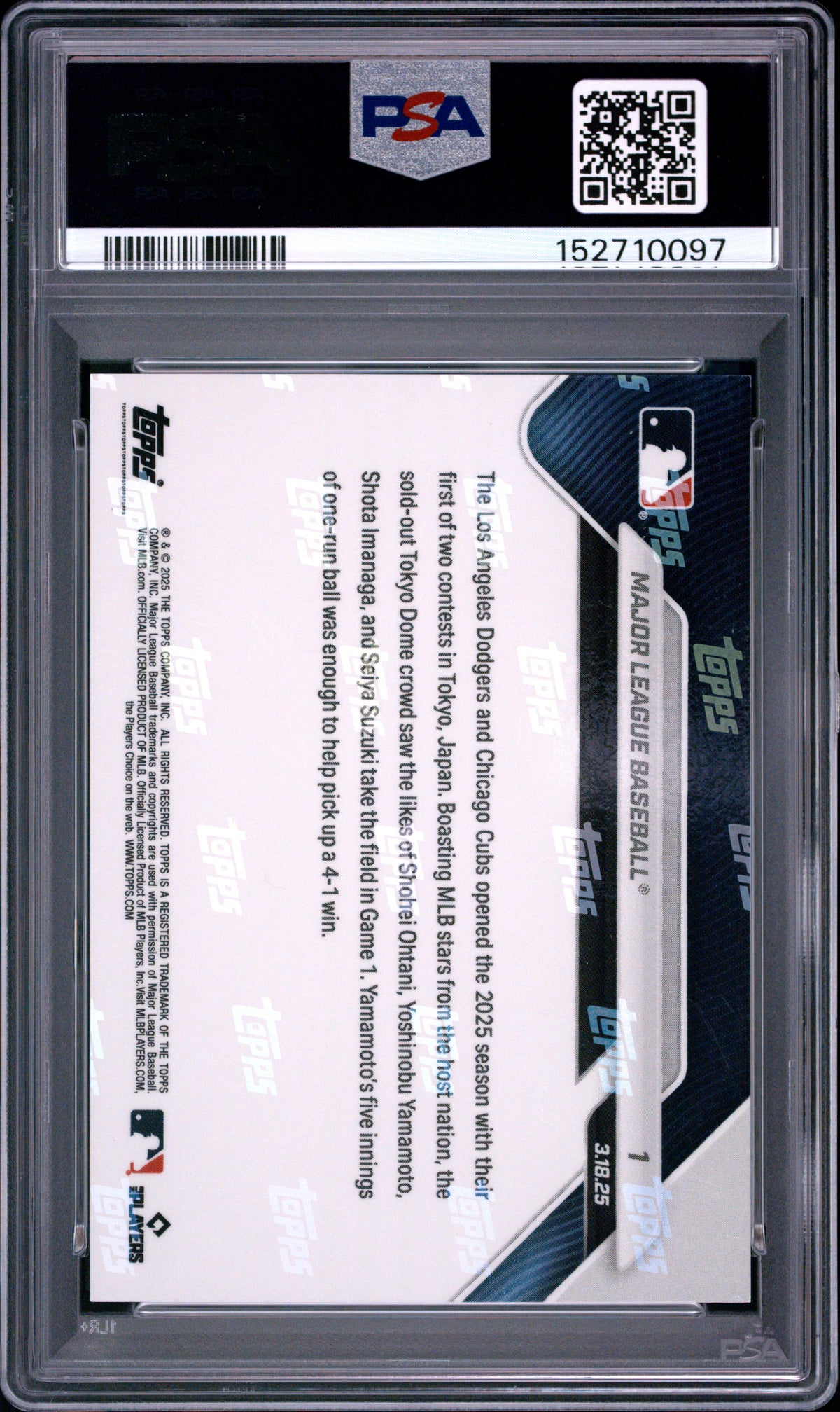 2025 TOPPS NOW MAJOR LEAGUE BASEBALL #1 PSA 10